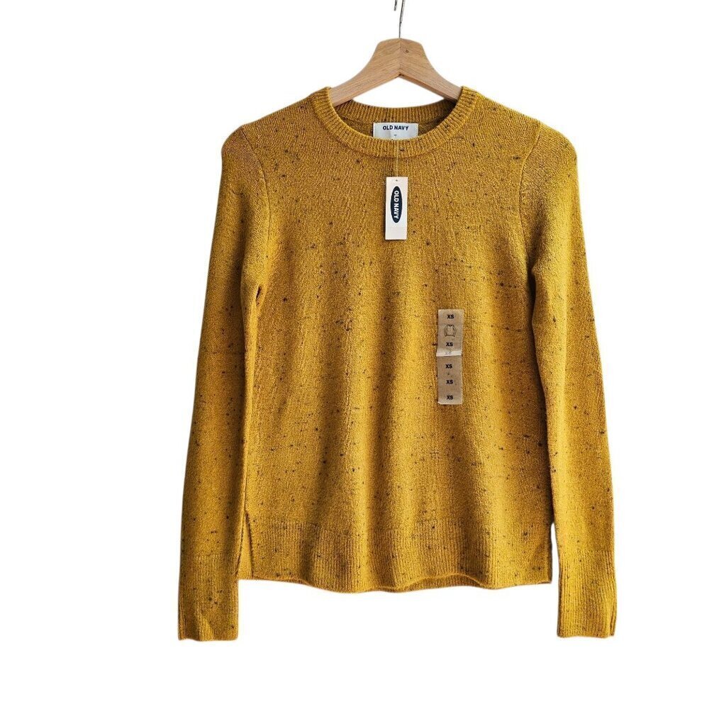 NWT Old Navy Womens Cozy Gold Speckled Knit Sweater Size XS